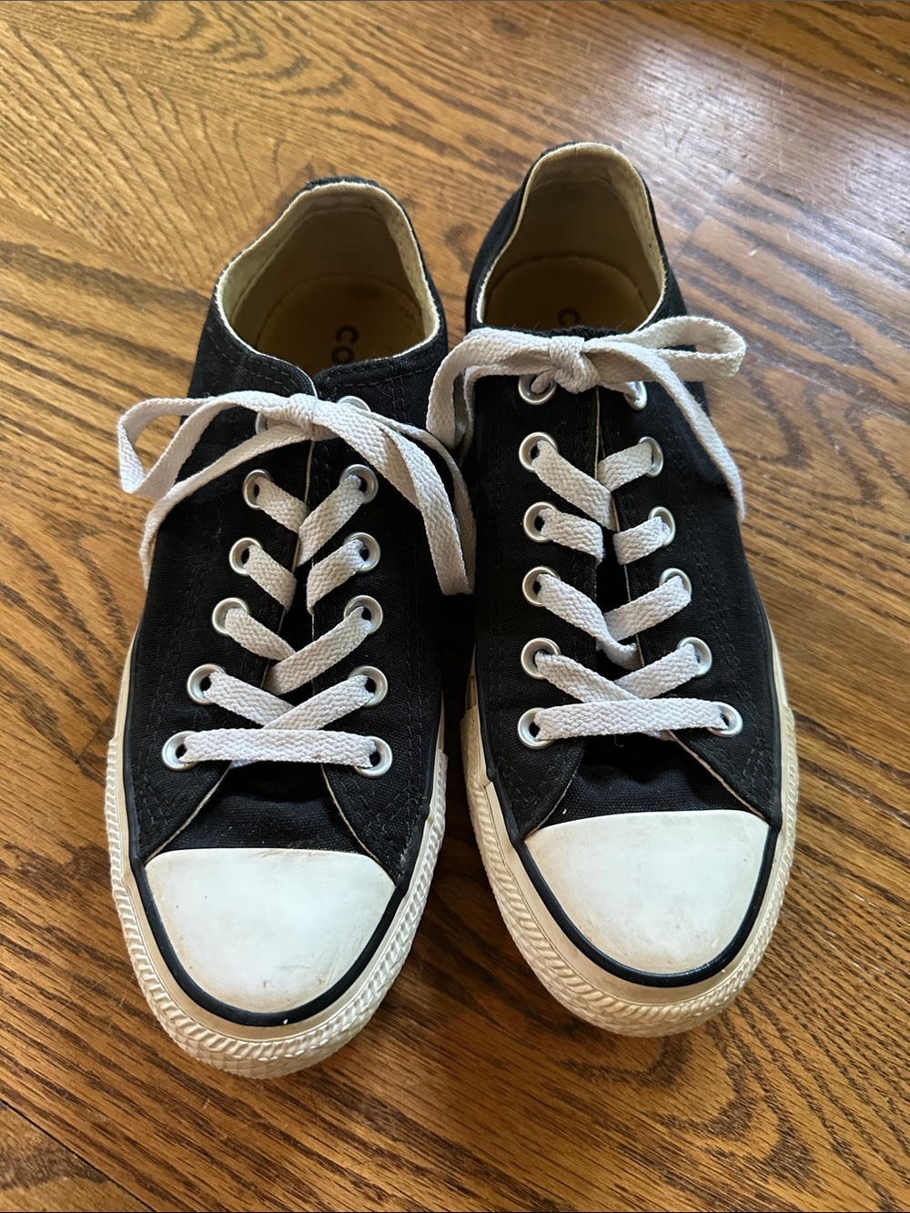 Converse Black Low Top Canvas Sneakers with White Laces